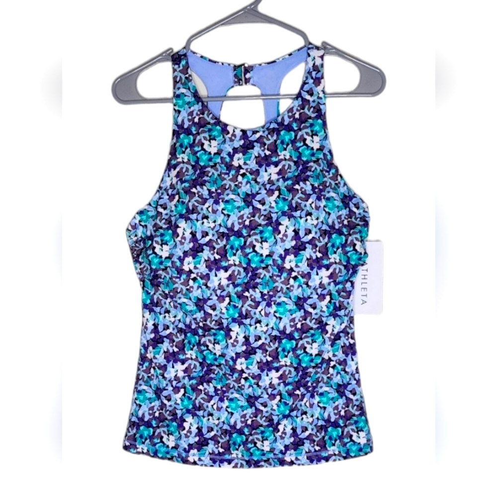 New Athleta Maldives Bra Cup Tankini 40 B/C Elysian Floral Green Purple